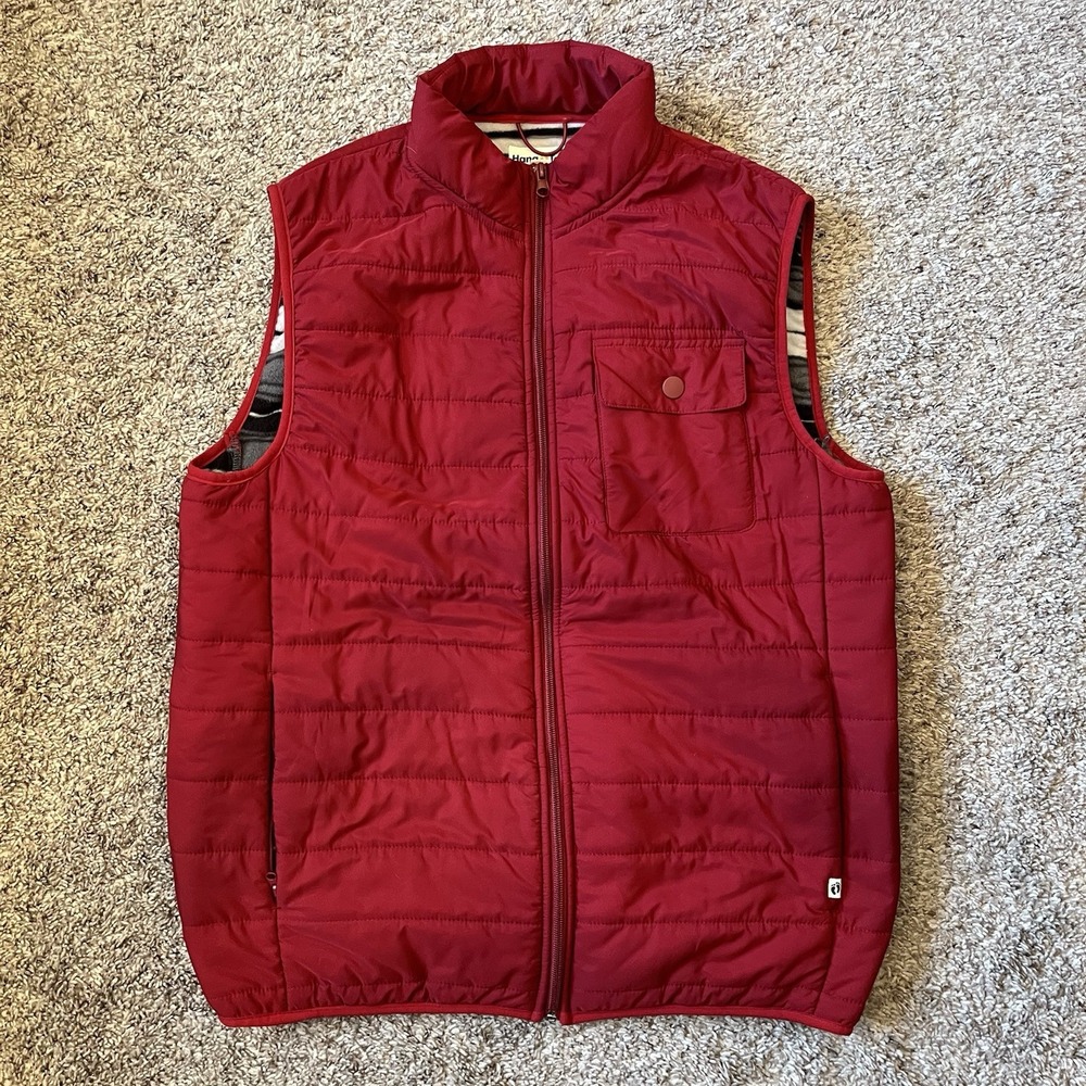 Hang Ten Men's Red Puffer Quilted Full Zip Vest Size Medium